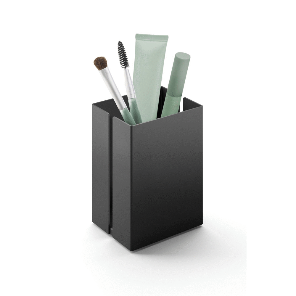 Potes 7.5 cm Black Stainless Steel Makeup Utensil Box 40536