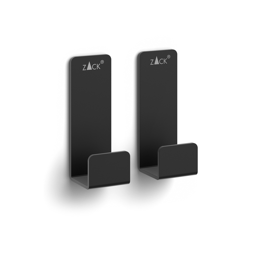 Potes Premium Black Stainless Steel Towel Hook Set (2 Pack) - 3M Adhesive No Drilling