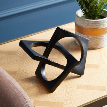 Prato Black Finish Square Knot Sculpture