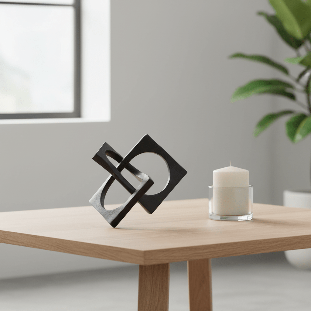 Prato Black Finish Square Knot Sculpture