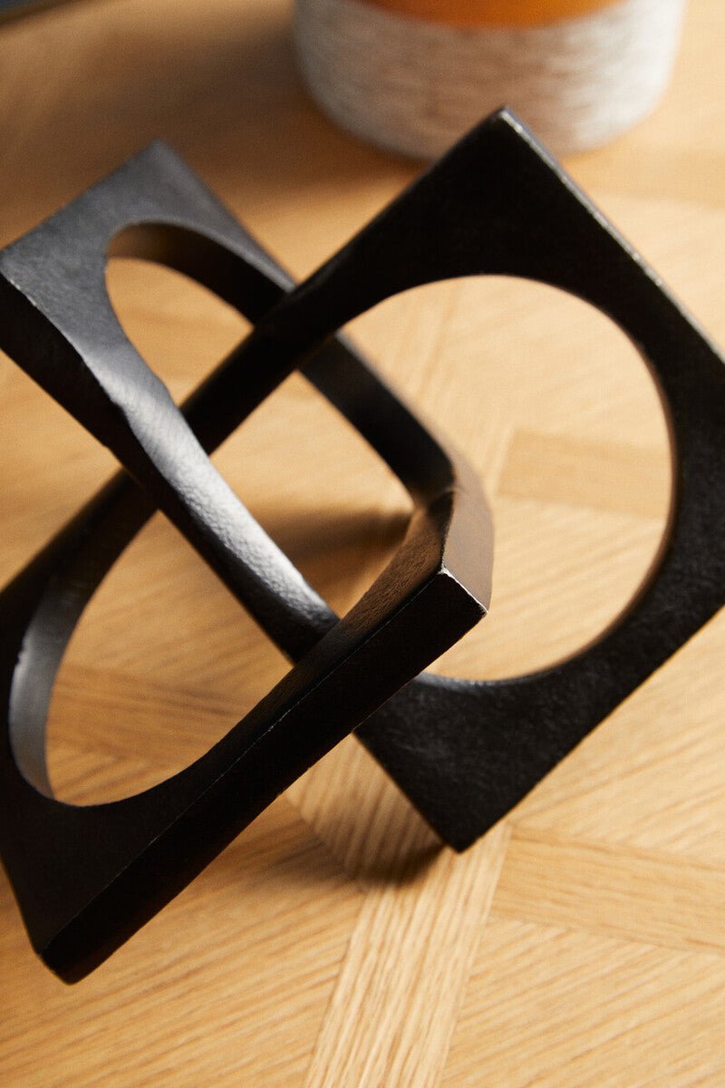 Prato Black Finish Square Knot Sculpture