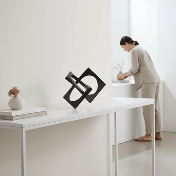 Prato Black Finish Square Knot Sculpture