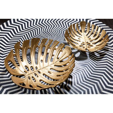 Prato Monstera Large Gold Finish Leaf Dish