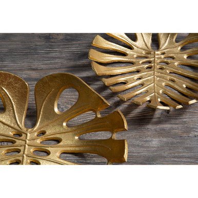 Prato Monstera Large Gold Finish Leaf Dish
