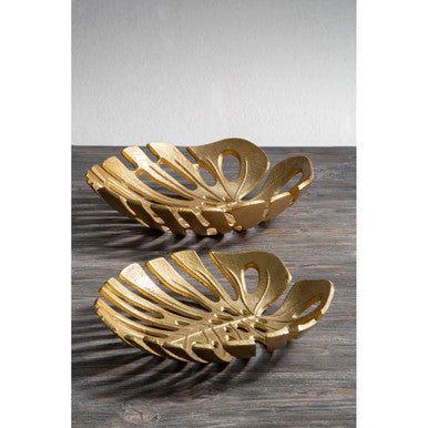 Prato Monstera Large Gold Finish Leaf Dish