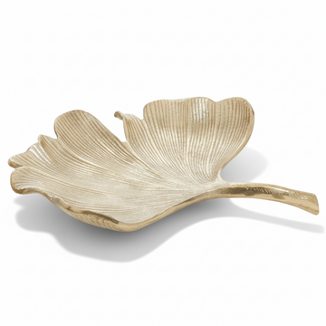 Prato Large Antique Gold Finish Ginkgo Dish