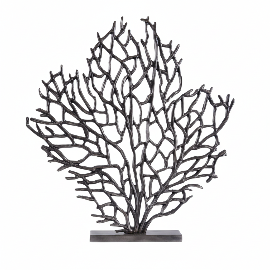 Prato Large Black Nickel Finish Coral Sculpture