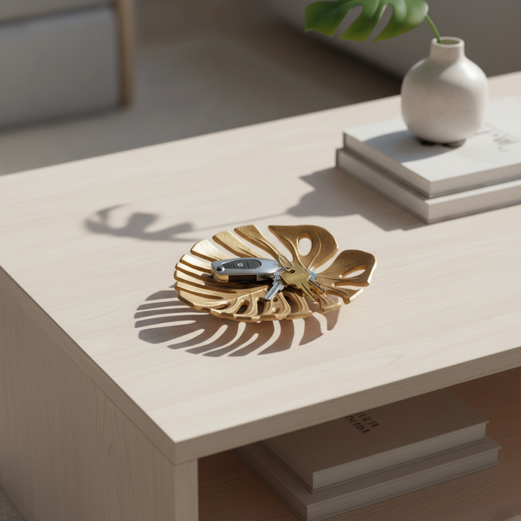 Prato Monstera Small Gold Finish Leaf Dish