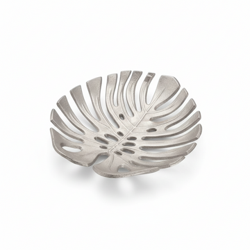 Prato Monstera Small Silver Finish Leaf Dish