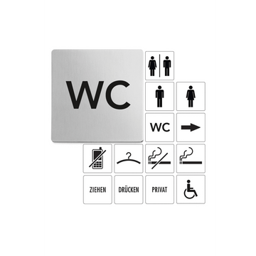 Premium Indici Brushed Stainless Steel WC Information Sign - Model 50715
