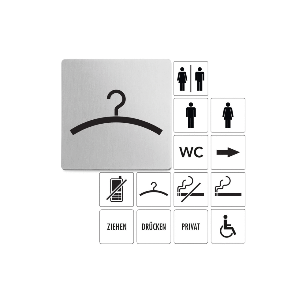 Premium Indici Cloakroom Sign - Brushed Steel Elegance