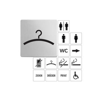 Premium Indici Cloakroom Sign - Brushed Steel Elegance