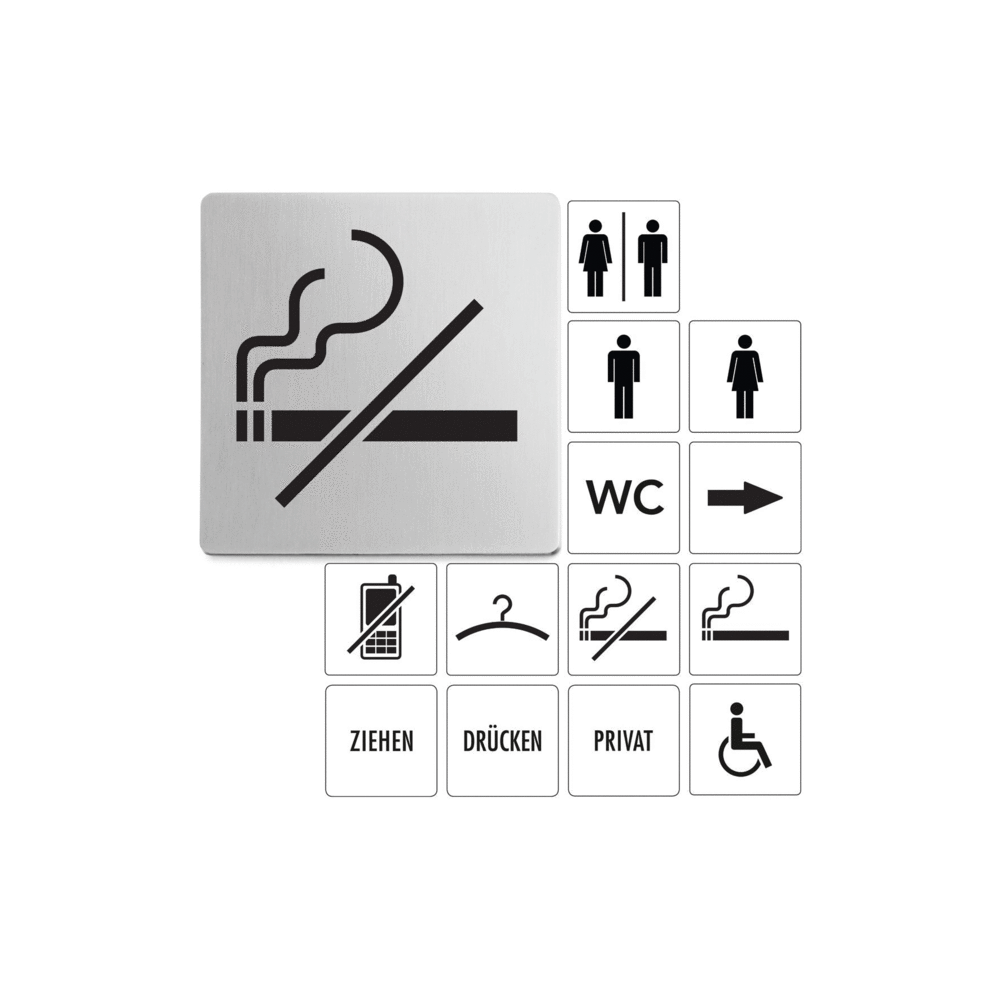 Premium Indici No Smoking Sign - Brushed Stainless Steel 50719