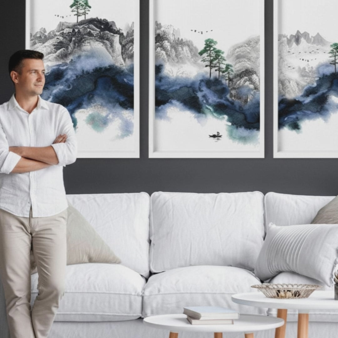 Wall picture for living room - set of 3 Japanese art prints