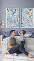 Childrens world map | set of 2 Wall art for Nursery