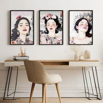 Print Sets Of 3 | Set of 3 Boho Women Wall art Prints
