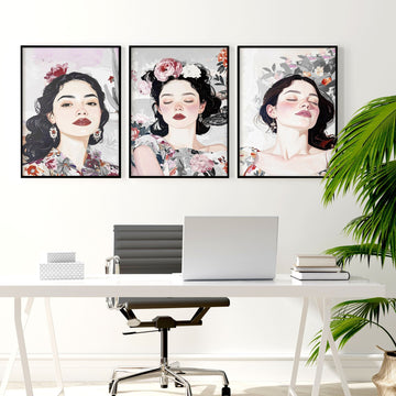 Print Sets Of 3 | Set of 3 Boho Women Wall art Prints