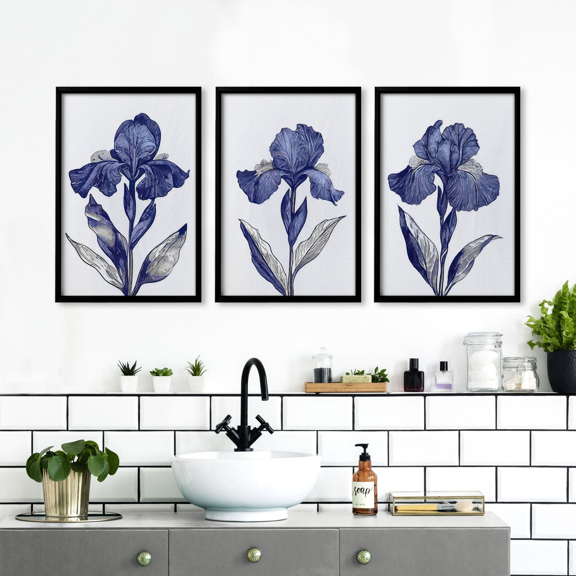 Prints For Bathroom | Set of 3 Botanical Wall art Prints
