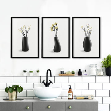 Prints For Bathroom Walls | Set of 3 Botanical Wall art Prints
