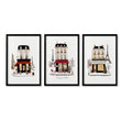 wall art for Bedroom Wall Parisian Street Scene White Beige Burgundy | 