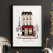 wall art for Bedroom Wall Parisian Street Scene White Beige Burgundy | 