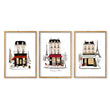 wall art for Bedroom Wall Parisian Street Scene White Beige Burgundy | 
