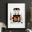 Prints for Bedroom Wall Parisian Street Scene White Beige Burgundy | 