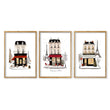 Prints for Bedroom Wall Parisian Street Scene White Beige Burgundy | 