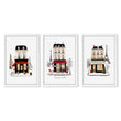 wall art for Bedroom Wall Parisian Street Scene White Beige Burgundy | 