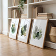 wall art for Living Room Botanical Green & Gold-Tone Watercolour Leaves displayed on a wall in a styled room — view 2