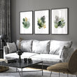 wall art for Living Room Botanical Green & Gold-Tone Watercolour Leaves displayed on a wall in a styled room — view 4