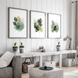 wall art for Living Room Botanical Green & Gold-Tone Watercolour Leaves displayed on a wall in a styled room — view 5