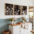 wall art for the Kitchen French Country Dark Botanical Wildflowers & Leaves Mink Tones displayed on a wall in a styled room — view 2
