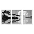 Prints Japanese Art Black Grey Moon & Pine Silhouette Japandi | Set of 3