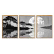 Prints Japanese Art Black Grey Moon & Pine Silhouette Japandi | Set of 3