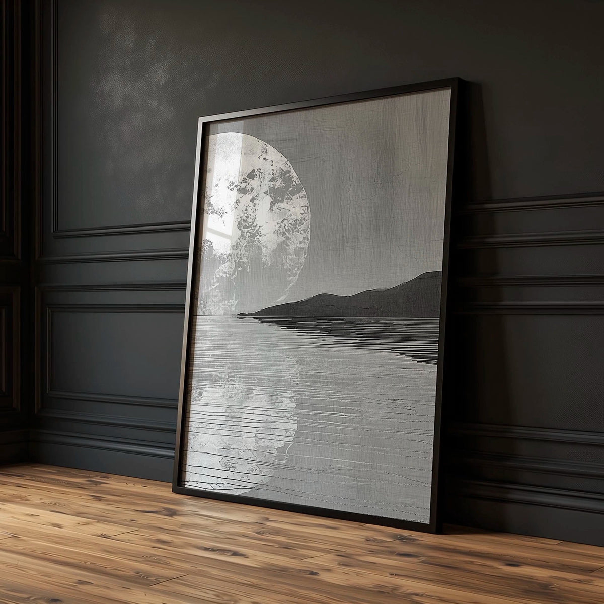 wall art Japanese Art Black Grey Moon & Pine Silhouette Japandi — piece 2 of 3 in the set