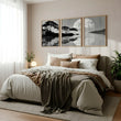 wall art Japanese Art Black Grey Moon & Pine Silhouette Japandi displayed on a wall in a styled room — view 3