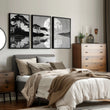 wall art Japanese Art Black Grey Moon & Pine Silhouette Japandi displayed on a wall in a styled room — view 9