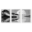 wall art Japanese Art Black Grey Moon & Pine Silhouette Japandi in a white frame