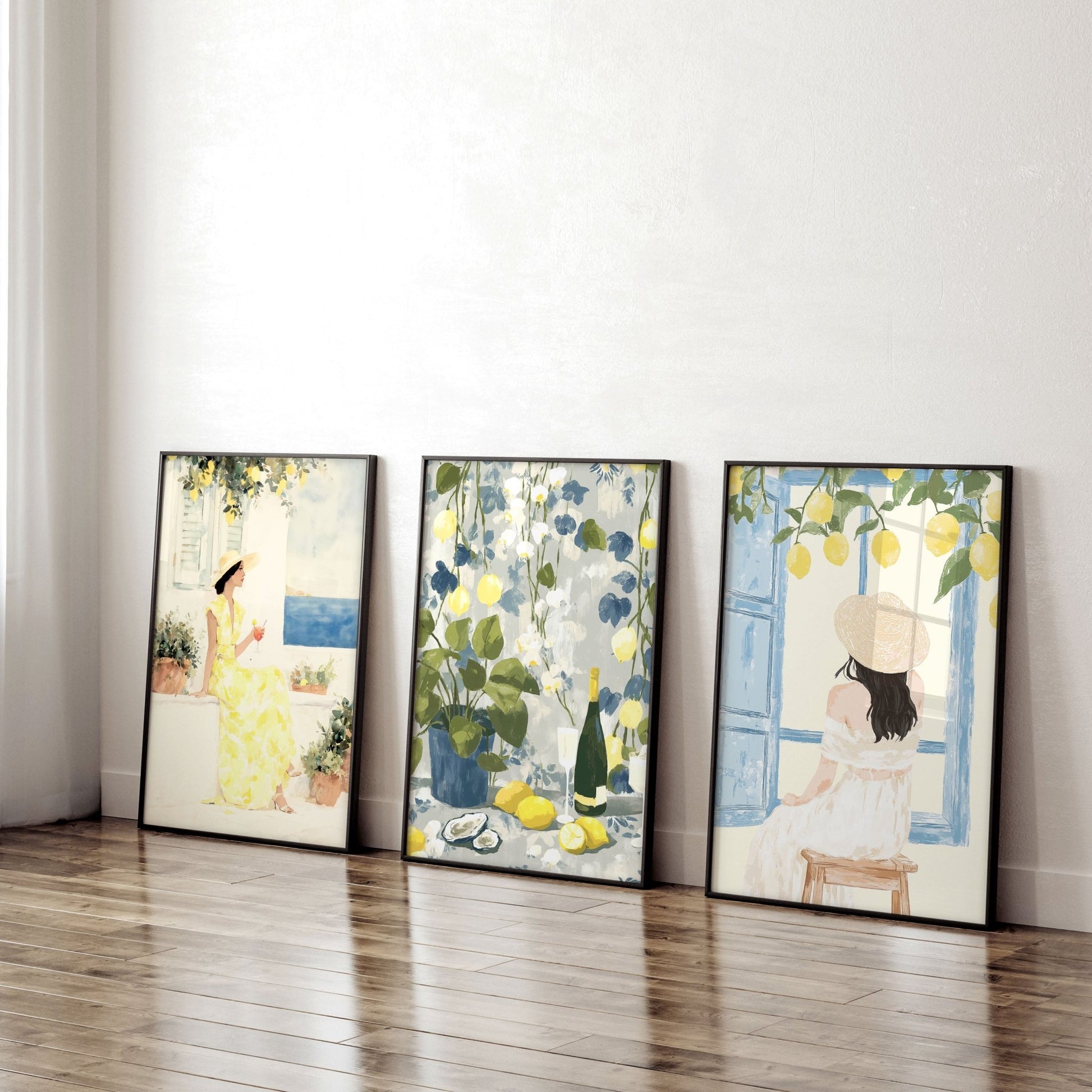 Prints of Lemons | Set of 3 Italian Lifestyle Wall art Prints