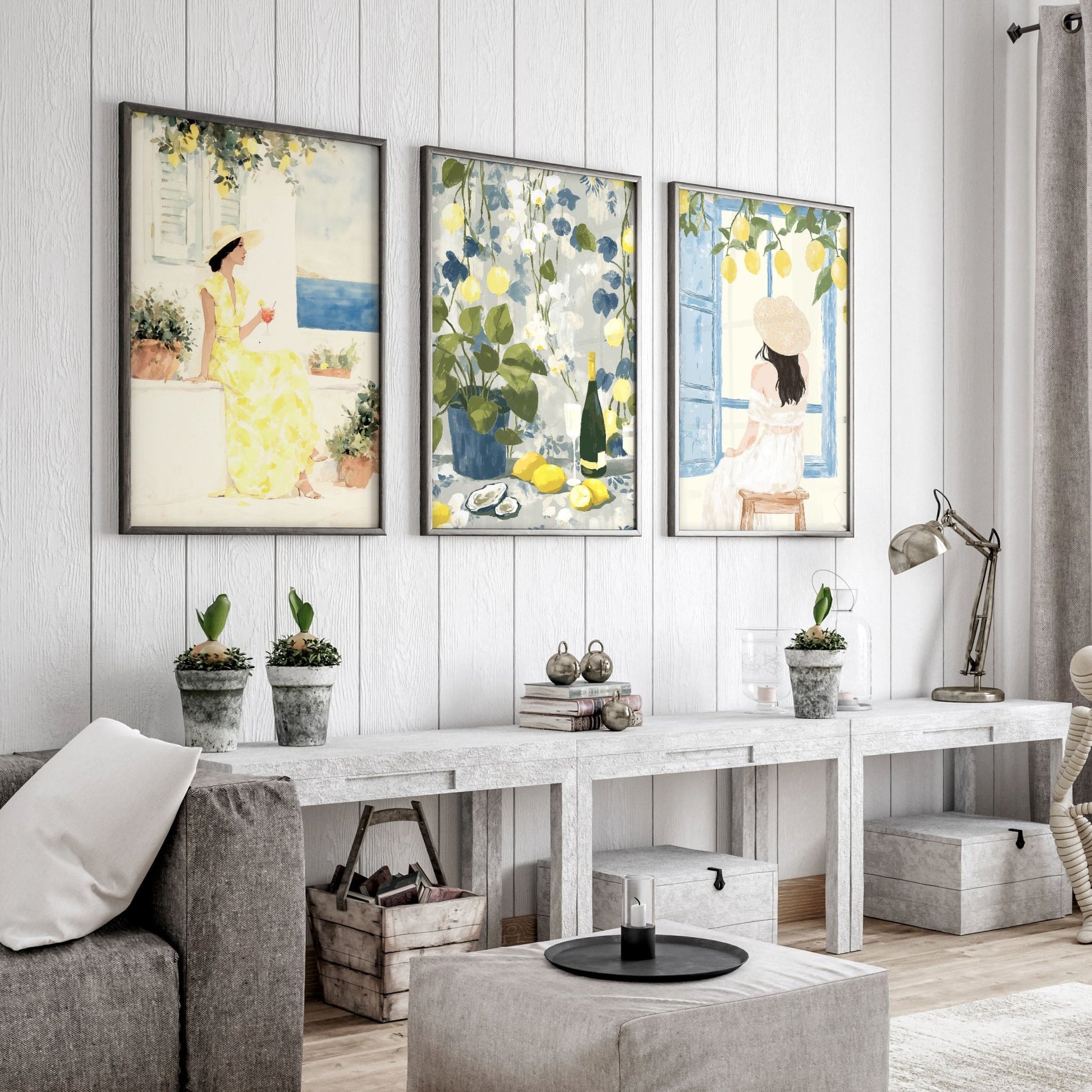 Prints of Lemons | Set of 3 Italian Lifestyle Wall art Prints