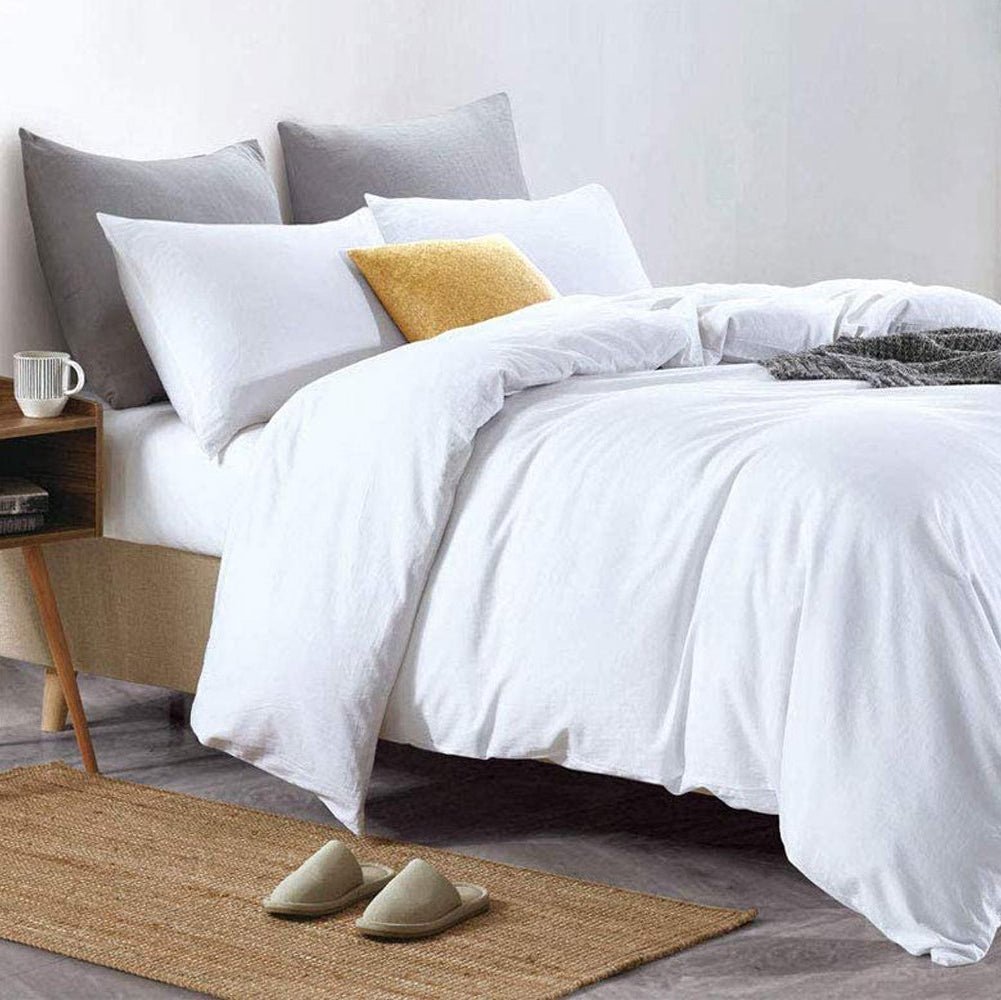 Pure Egyptian Cotton Duvet Cover Bed Set in Plain White