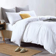 Pure Egyptian Cotton Duvet Cover Bed Set in Plain White