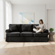 Ralph Three Seat Black Velvet Sofa