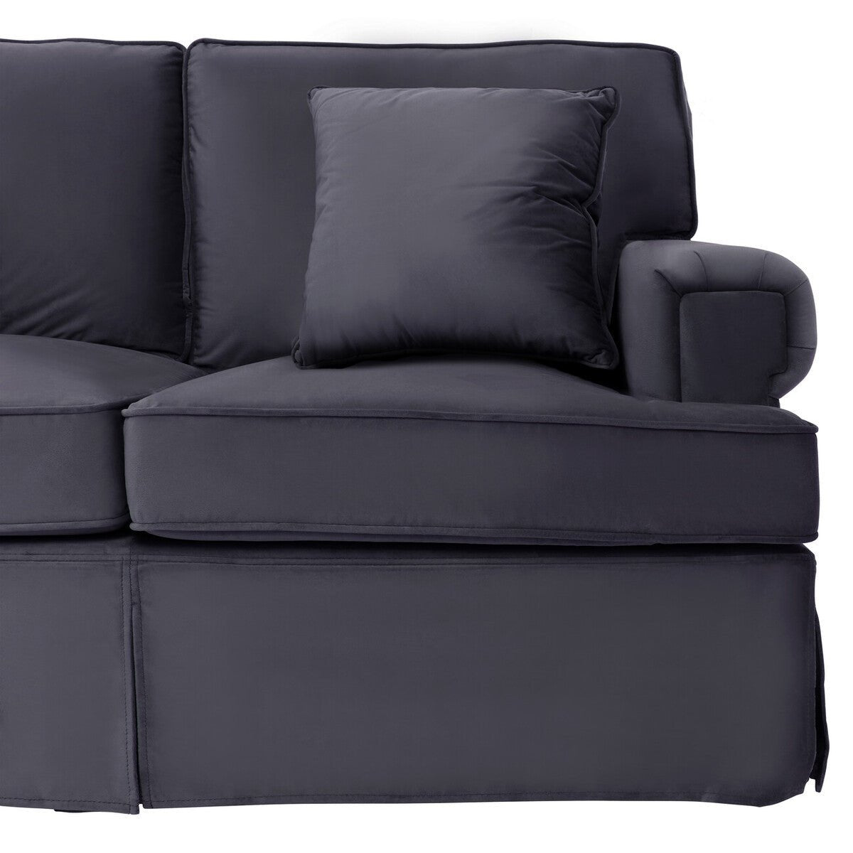 Ralph Three Seat Black Velvet Sofa