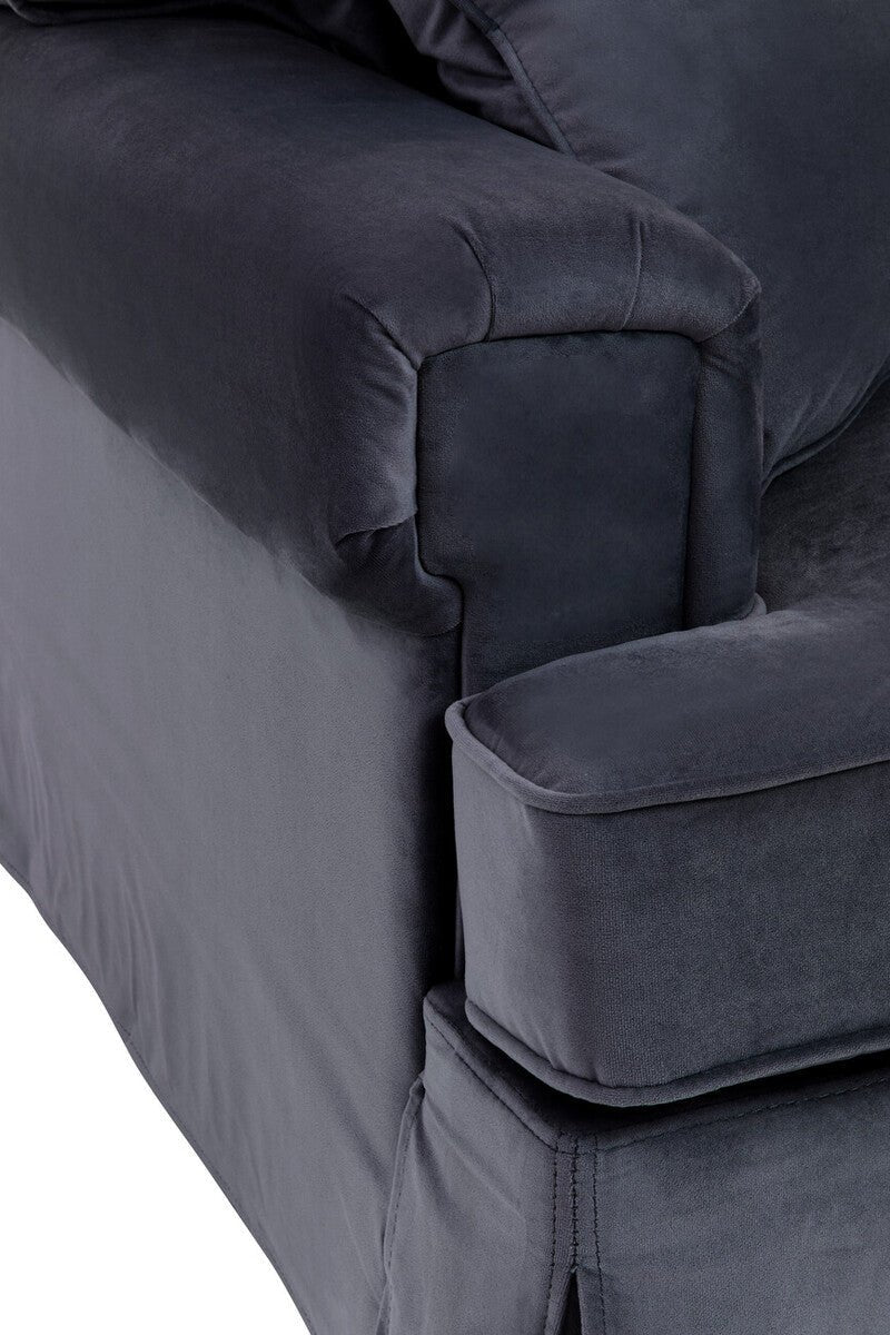 Ralph Three Seat Black Velvet Sofa