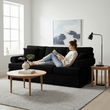 Ralph Three Seat Black Velvet Sofa