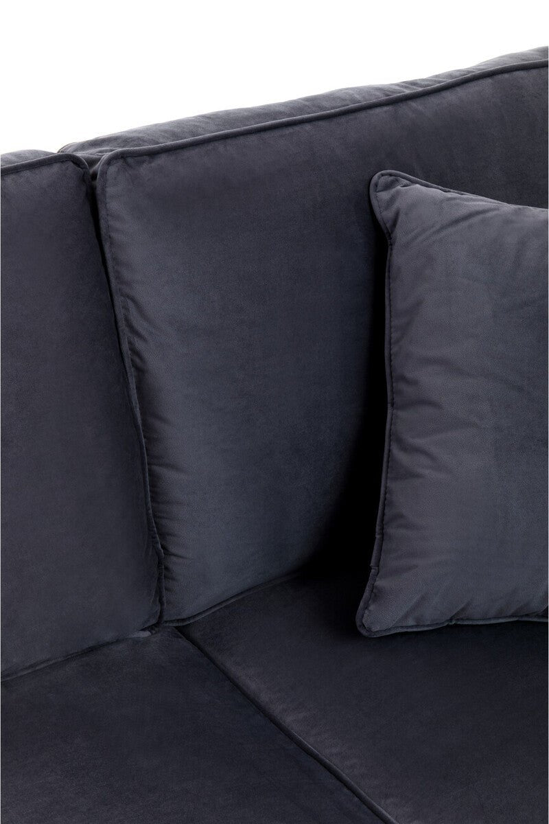 Ralph Three Seat Black Velvet Sofa