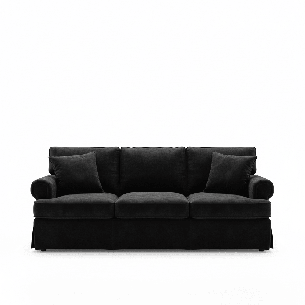 Ralph Three Seat Black Velvet Sofa