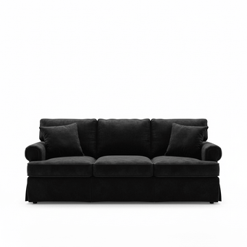 Ralph Three Seat Black Velvet Sofa